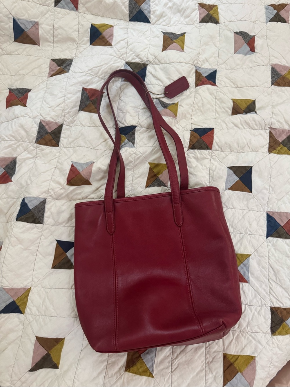Coach Vintage Red Leather Tote Bag 9077